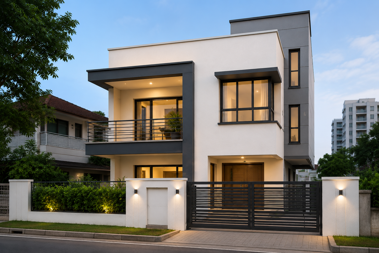 Modern house exterior with fresh weather-resistant paint finish